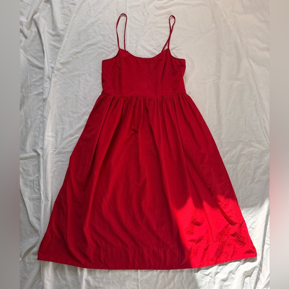 Classic Red Midi Dress with Spaghetti Straps
